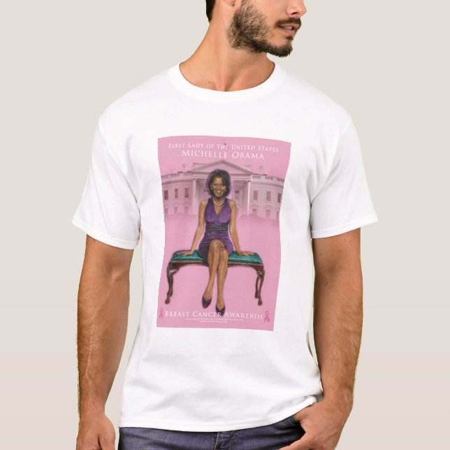 CAMISETA CONSCIÊNCIA DO CANCRO DA MAMA DE MICHELLE OBAMA (Frente)