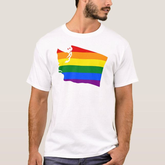 Camiseta Consciência do orgulho gay da bandeira do mapa (Frente)