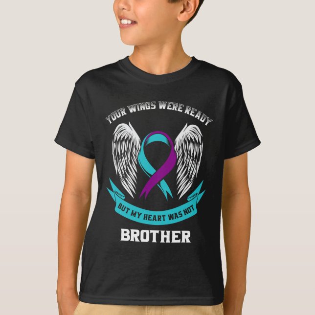 Camiseta Consciência do Suicídio Roxo Teal Irmãos Suicidas (Frente)