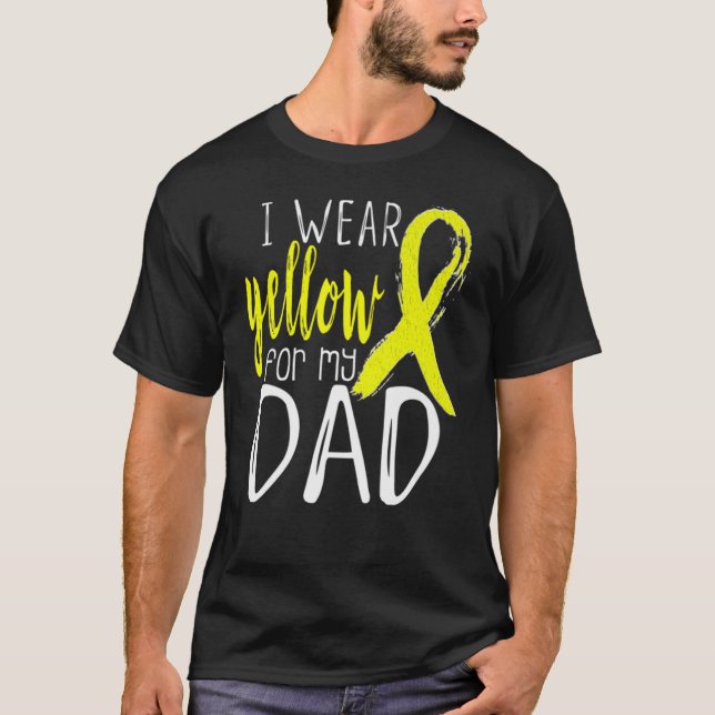 Camiseta Consciência Eu Visto Amarelo Para Meu PAI Engraçad (Frente)