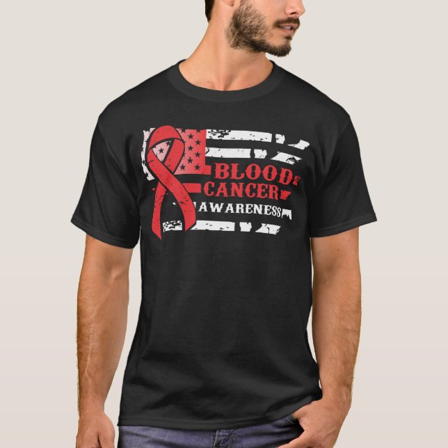 Camiseta Consciência inábil do cancer de sangue da bandeira (Frente)