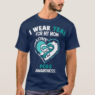 Camiseta Consciência PCOS Eu Visto Teal Para Minha Mãe Fita