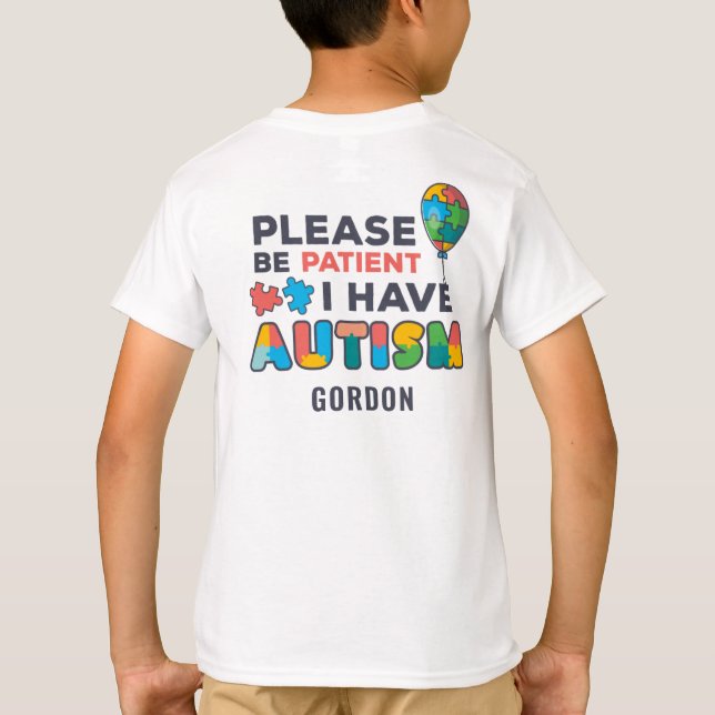 Camiseta Consciência Personalizada Do Autismo Por Favor Sej (Verso)