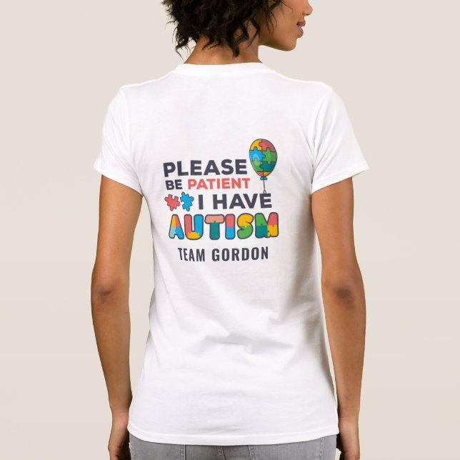 Camiseta Consciência Personalizada Do Autismo Por Favor Sej (Verso)