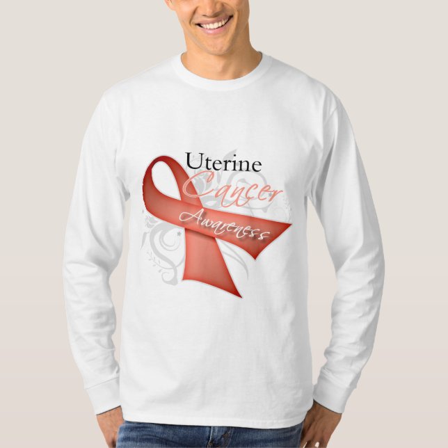 Camiseta Consciência uterina do cancer da fita de rolo (Frente)