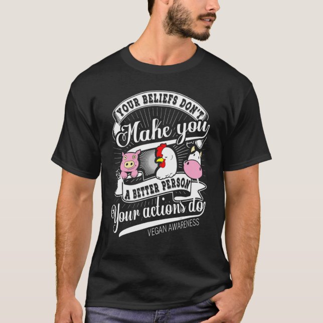 Camiseta Consciência Vegana Suas Crenças Não Te Tornem Melh (Frente)