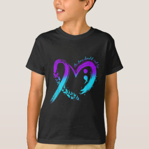 Camiseta Consciencialização da Prevenção do Suicídio Coraçã