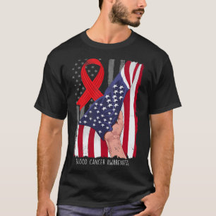 Camiseta Consciencialização do Cancro do Sangue Bandeira Am