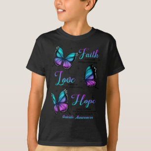 Camiseta Consciencialização do Suicídio da Borboleta Fé Amo