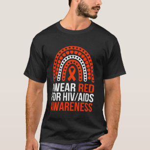 Camiseta Consciencialização sobre HIV SIDA Eu Uso Vermelho