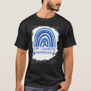 Camiseta Conscientização da Diabetes Tipo 1 Desbotado Arco-