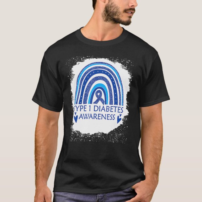Camiseta Conscientização da Diabetes Tipo 1 Desbotado Arco- (Frente)
