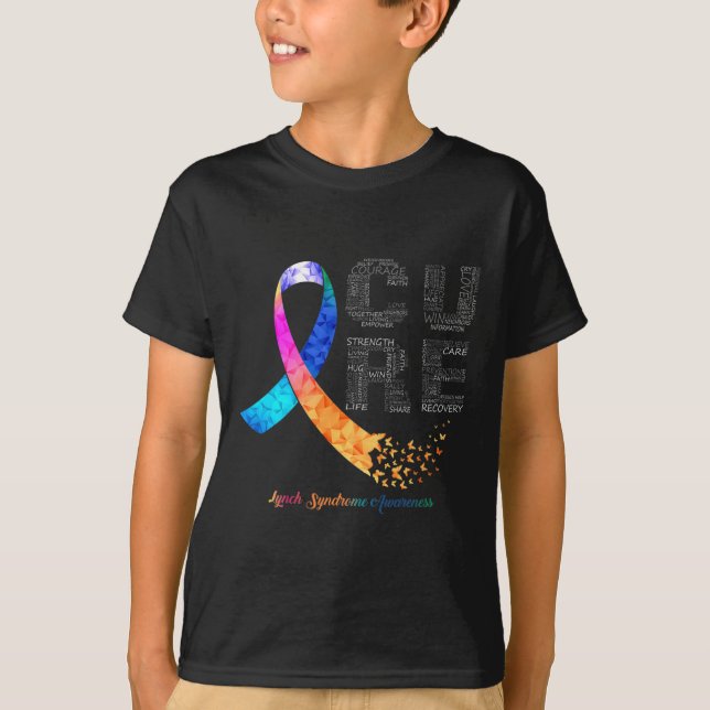 Camiseta Conscientização da Síndrome de Lynch Curada (Frente)