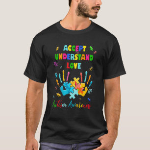 Camiseta Conscientização do Autismo Aceite Entenda Amor Mãe