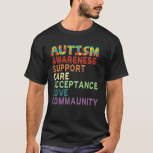 Camiseta Conscientização do Autismo Apoio Cuidado Aceitação