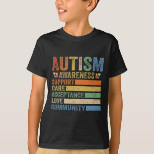 Camiseta Conscientização do Autismo Apoio Cuidado Aceitação