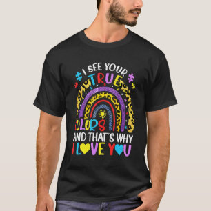 Camiseta Conscientização do Autismo Arco-íris Vejo suas ver