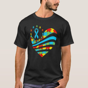 Camiseta Conscientização do Autismo Coração Apoia Mês Autis