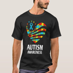 Camiseta Conscientização do Autismo Coração Suporte Mês Aut