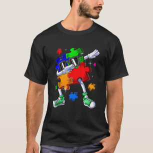 Camiseta Conscientização do Autismo Dabbing Peça de Puzzle 