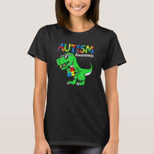 Camiseta Conscientização do Autismo Dino Autista Puzzle Cri