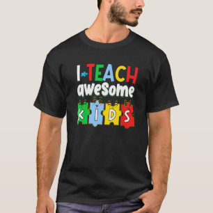 Camiseta Conscientização do Autismo Eu Ensino Crianças Incr