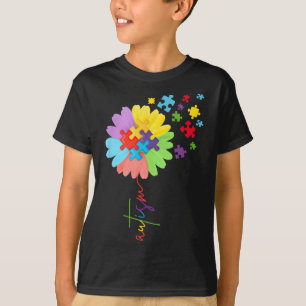Camiseta Conscientização do Autismo Flor de Girassol Peça d