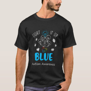 Camiseta Conscientização do Autismo Ilumine de Azul Homens 