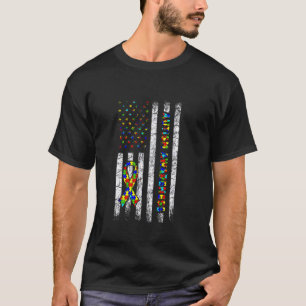 Camiseta Conscientização do Autismo Mãe Pai bandeira dos EU
