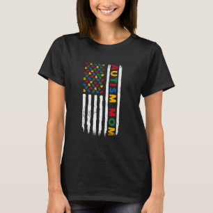 Camiseta Conscientização do Autismo Mãe Pai bandeira EUA Co