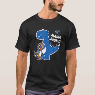 Camiseta Conscientização do Autismo Mamãe Saurus Quebra-Cab