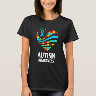 Camiseta Conscientização do Autismo Mulheres Coração Apoia
