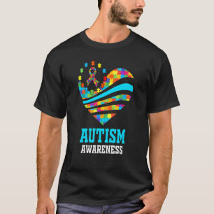 Camiseta Conscientização do Autismo Mulheres Coração Apoio