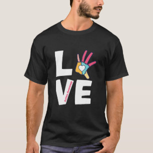 Camiseta Conscientização do Autismo Palavra Amor e Coração