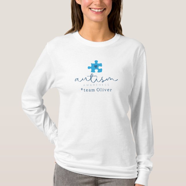 Camiseta conscientização do autismo peça de quebra-cabeça a (Frente)
