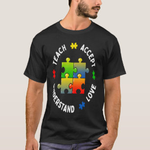 Camiseta Conscientização do Autismo Professor Ensina Aceita
