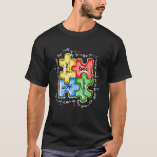 Camiseta Conscientização do Autismo Professor Puzzle Ensine