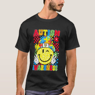 Camiseta Conscientização do Autismo Retro Groovy Hippie Sor