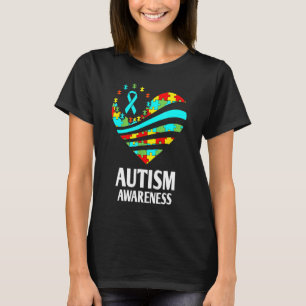 Camiseta Conscientização do Autismo S Mulheres Coração Apoi