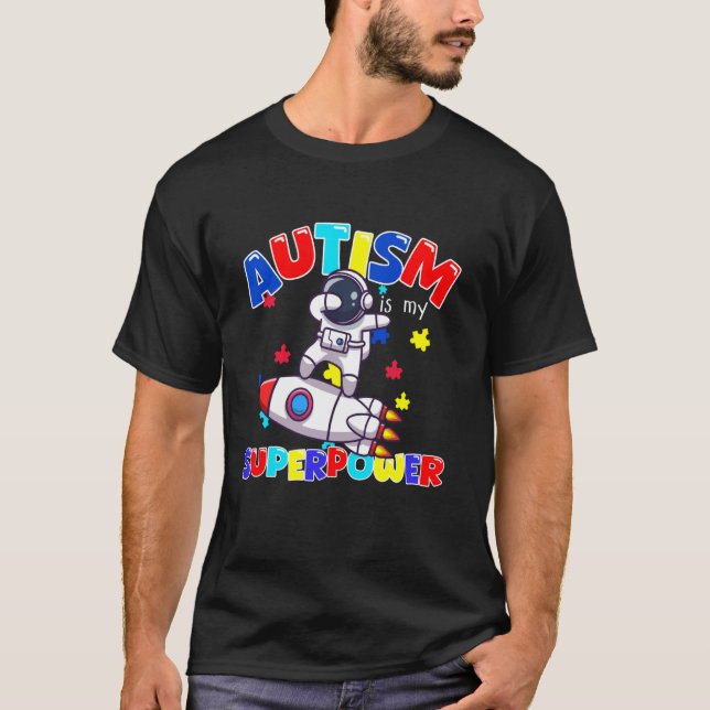 Camiseta Conscientização do Autismo Superpoder Amante de As (Frente)