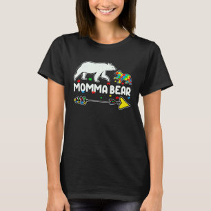 Camiseta Conscientização do Autismo Suporte da Mamãe Urso A