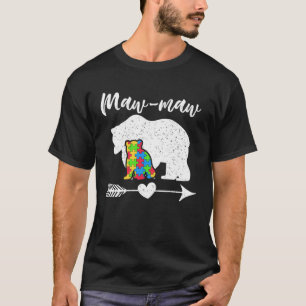 Camiseta Conscientização do Autismo Urso Maw Maw Apoia Par