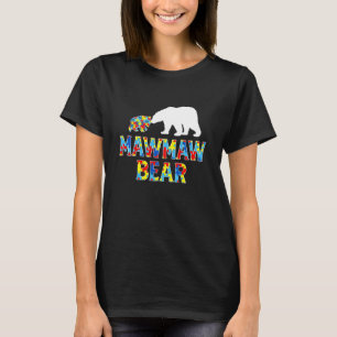 Camiseta Conscientização do Autismo Urso Mawmaw Puzzle Apoi