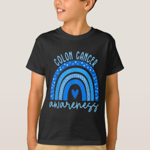 Camiseta Conscientização do câncer de cólon colorretal azul