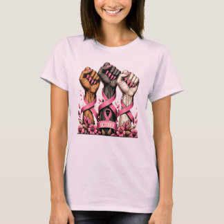 Camiseta Conscientização do Câncer de Mama Mulheres Fortes 