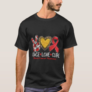 Camiseta Conscientização do Câncer de Sangue Paz Amor Cura