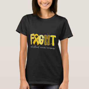 Camiseta Conscientização do Câncer Infantil Fita Dourada de