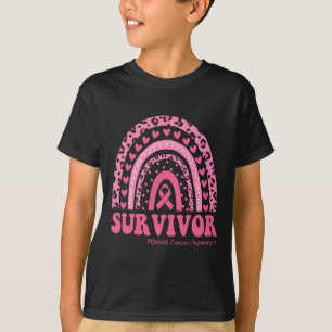 Camiseta Conscientização do Câncer Rosa Arco-íris Sobrevive