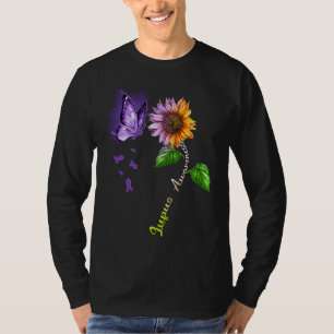 Camiseta Conscientização do Lúpus do Girassol Borboleta