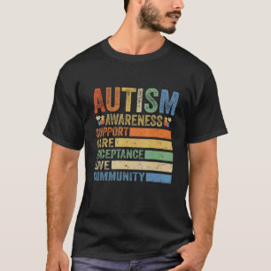 Camiseta Conscientização sobre Autismo Apoio Cuidado Aceita